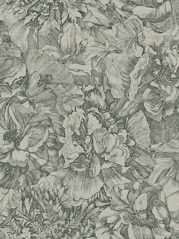 Auguste Floral fabric in green color - pattern number 307346 - by Eijffinger in the Museum Eijffinger collection