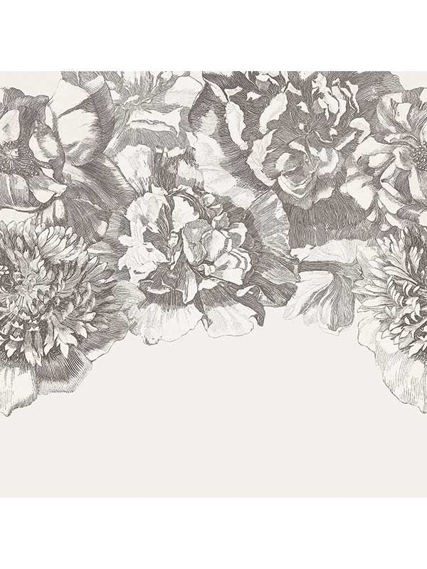 Flower Fall 4 Panel fabric in white color - pattern number 307404 - by Eijffinger in the Museum Eijffinger collection
