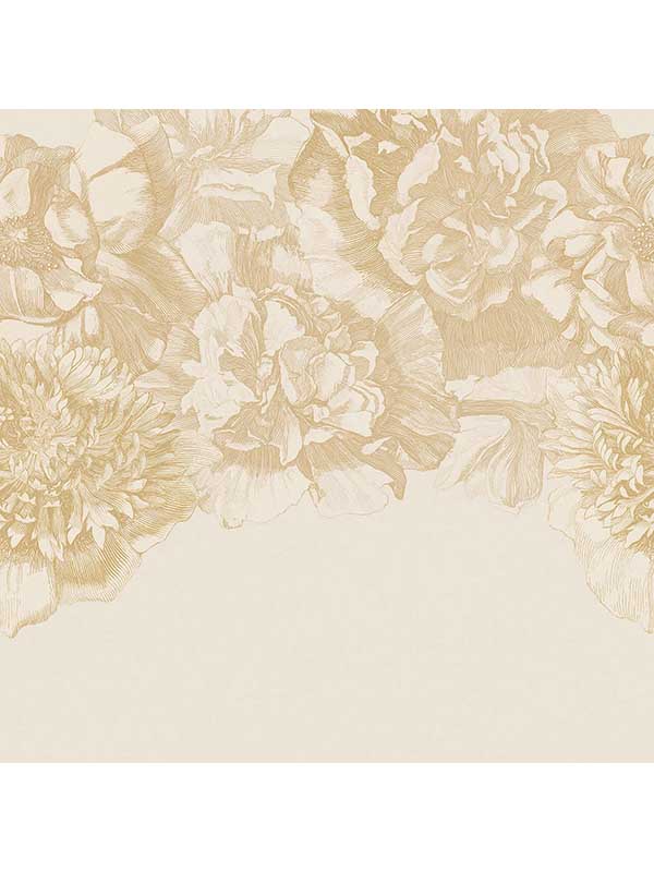 Flower Fall 4 Panel fabric in gold color - pattern number 307405 - by Eijffinger in the Museum Eijffinger collection