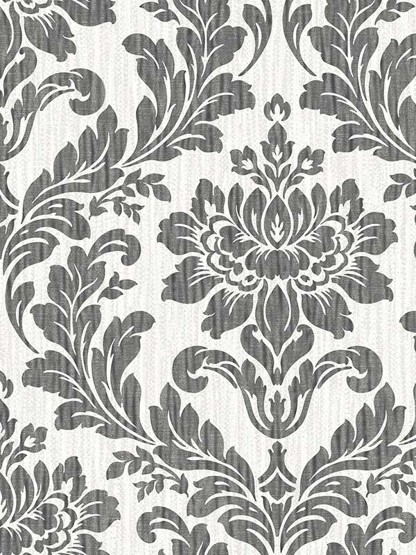 Galois Damask fabric in black color - pattern number 4025-82527 - by Advantage in the Radiance collection