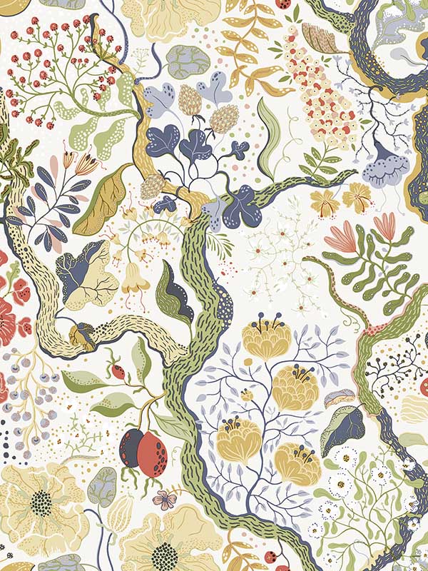 Ann Floral Vines fabric in green color - pattern number 2932-65102 - by A Street Prints in the Lina collection