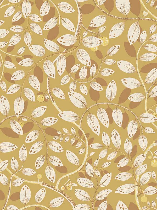 Kirke Leafy Vines fabric in yellow color - pattern number 2932-65108 - by A Street Prints in the Lina collection