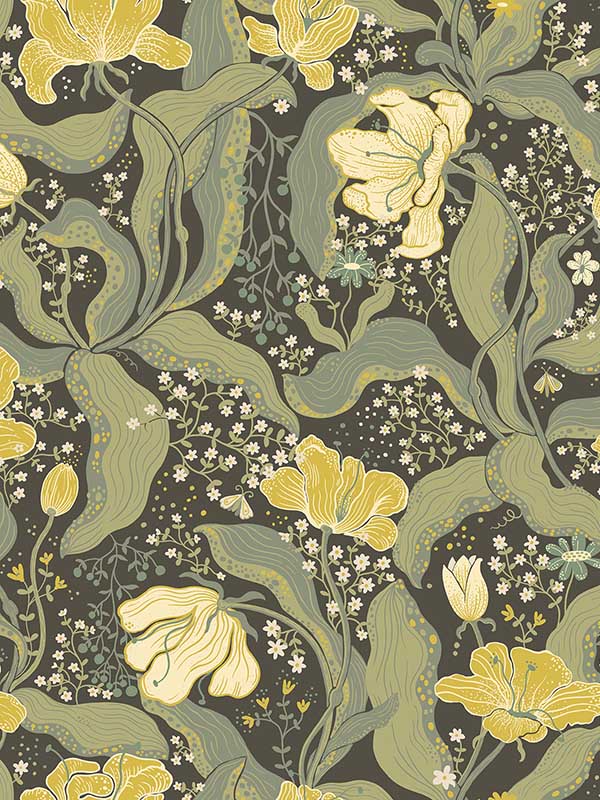 Bodri Tulip Garden fabric in green color - pattern number 2932-65113 - by A Street Prints in the Lina collection