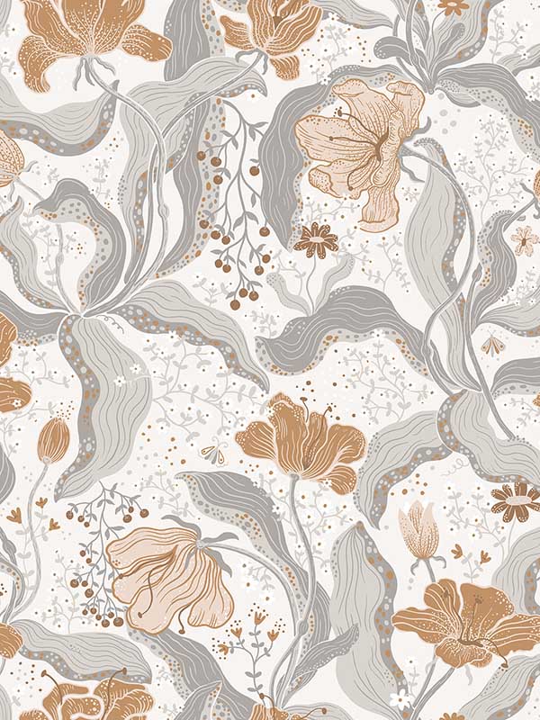 Bodri Tulip Garden fabric in grey color - pattern number 2932-65114 - by A Street Prints in the Lina collection