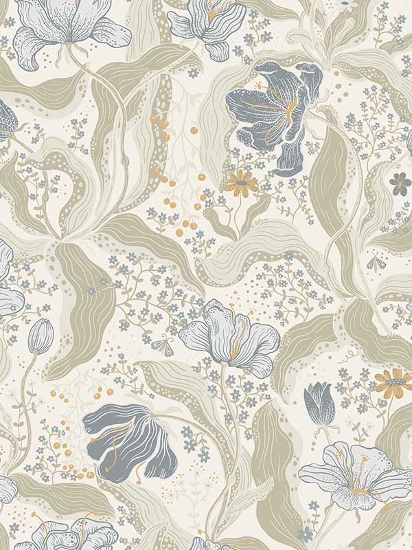 Bodri Tulip Garden fabric in light blue color - pattern number 2932-65115 - by A Street Prints in the Lina collection
