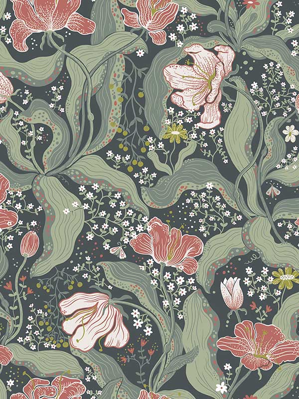 Bodri Tulip Garden fabric in turquoise color - pattern number 2932-65116 - by A Street Prints in the Lina collection