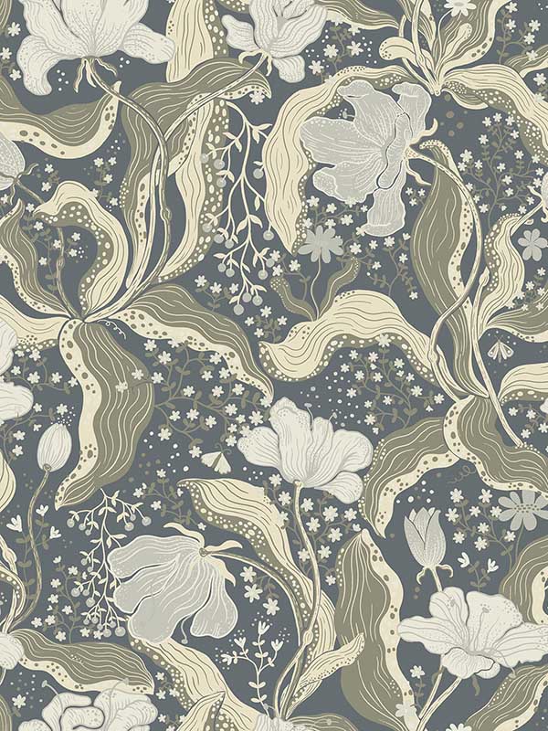 Bodri Tulip Garden fabric in blue color - pattern number 2932-65117 - by A Street Prints in the Lina collection