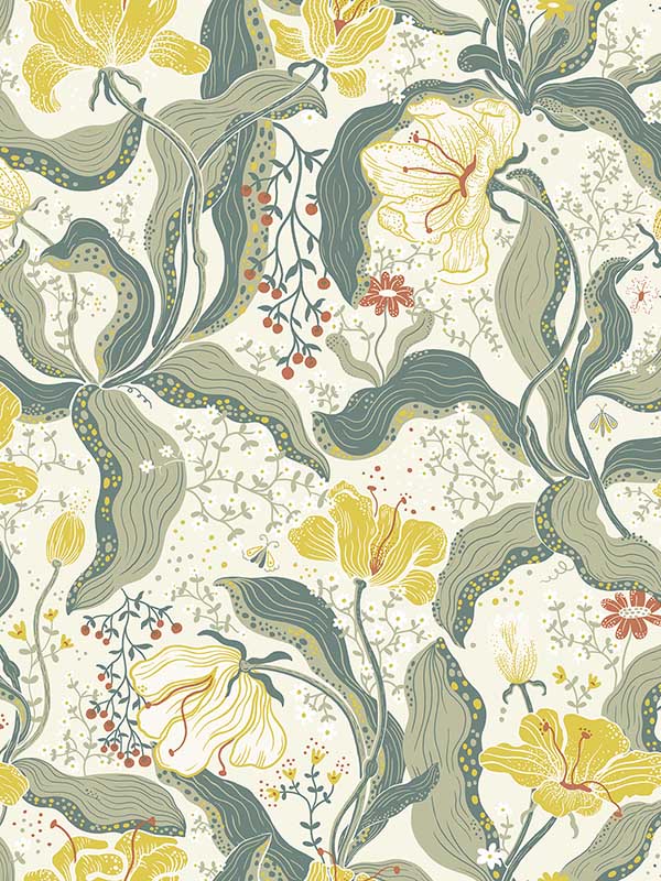 Bodri Tulip Garden fabric in yellow color - pattern number 2932-65118 - by A Street Prints in the Lina collection