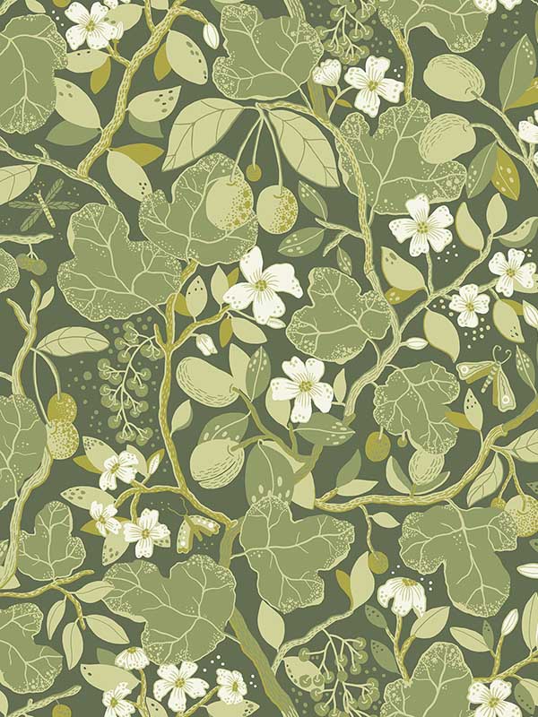 Ewald Garden Vines fabric in green color - pattern number 2932-65121 - by A Street Prints in the Lina collection