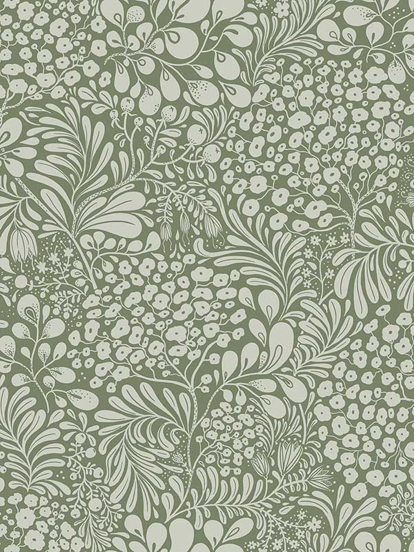 Siv Botanical fabric in dark green color - pattern number 2932-65125 - by A Street Prints in the Lina collection
