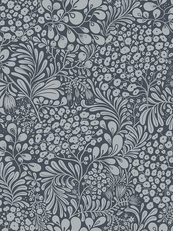Siv Botanical fabric in dark blue color - pattern number 2932-65129 - by A Street Prints in the Lina collection