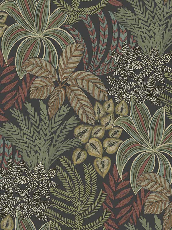 Sumner Woodland Botanical wallpaper in black color - pattern number 2970-13902 - by A Street Prints in the Revival collection