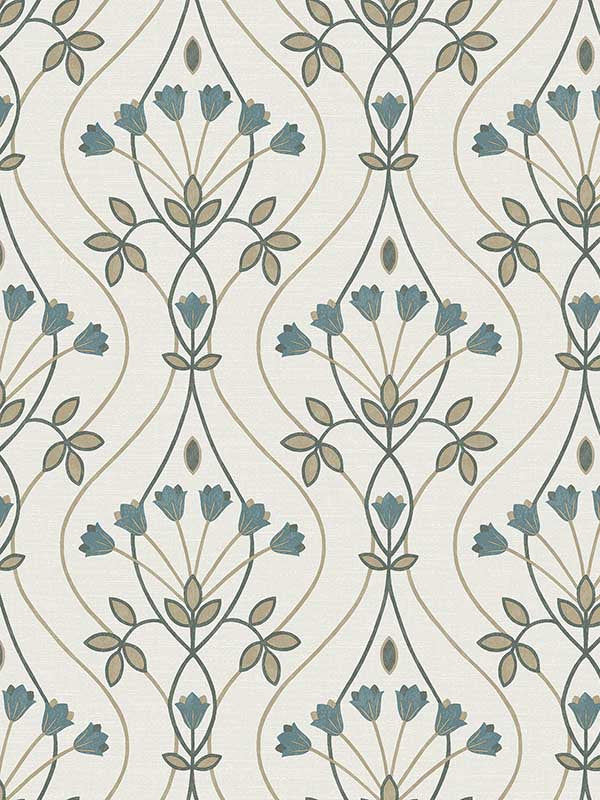 Dard Tulip Ogee wallpaper in teal color - pattern number 2970-26145 - by A Street Prints in the Revival collection
