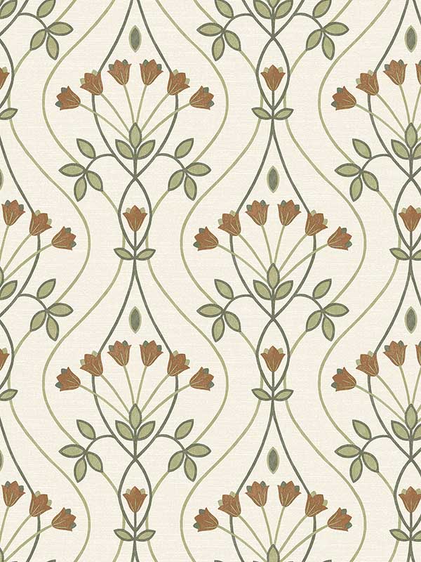 Dard Tulip Ogee wallpaper in green color - pattern number 2970-26146 - by A Street Prints in the Revival collection