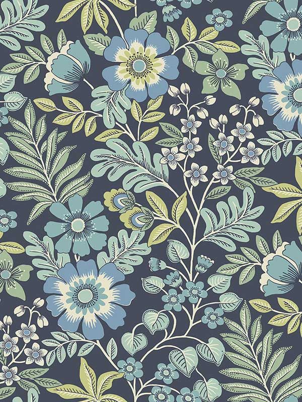 Voysey Floral fabric in navy color - pattern number 2970-87533 - by A Street Prints in the Revival collection