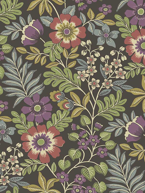Voysey Floral fabric in brown color - pattern number 2970-87534 - by A Street Prints in the Revival collection