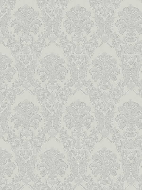 Renatta Damask fabric in silver color - pattern number 4058-21775 - by Brewster in the Italian Silk collection