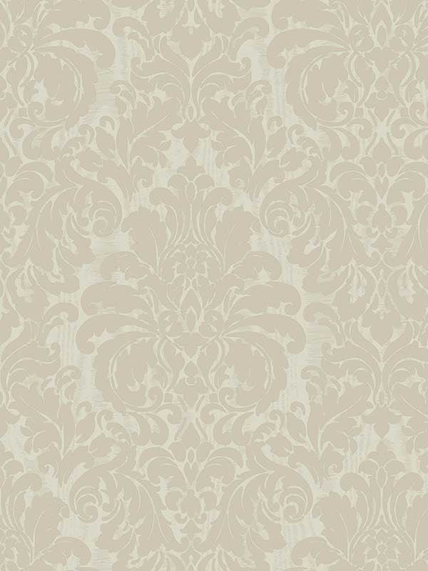 Betina Damask fabric in cream color - pattern number 4058-24803 - by Brewster in the Italian Silk collection