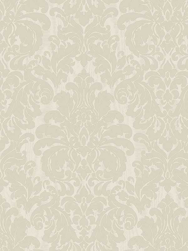 Betina Damask fabric in white color - pattern number 4058-24804 - by Brewster in the Italian Silk collection