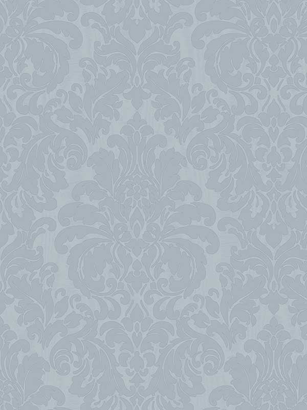 Betina Damask fabric in light blue color - pattern number 4058-24806 - by Brewster in the Italian Silk collection