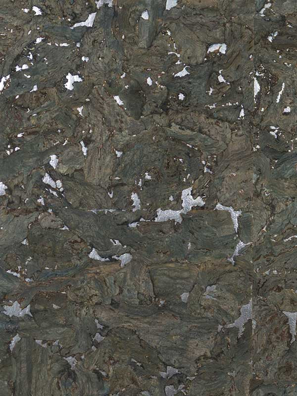 Cork wallpaper in deep sea and metallic silver color - pattern number LN11863 - by Seabrook in the Lillian August Natural Textured Wallcoverings collection