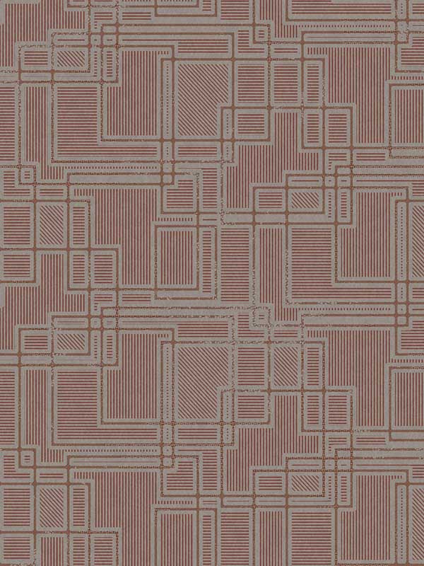 Bauhaus Cityscape wallpaper in burgundy and graphite color - pattern number KTM1718 - by Seabrook in the Mondrian collection
