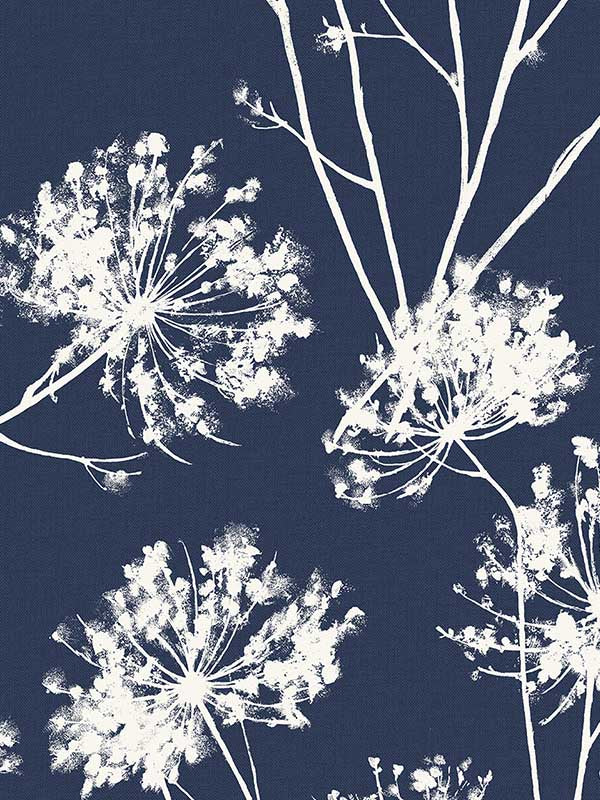 Dandelion Fields fabric in navy blue color - pattern number ET10412 - by Seabrook in the Etten Gallerie Online collection