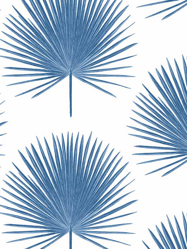 Palm Fronds fabric in coastal blue color - pattern number ET10602 - by Seabrook in the Etten Gallerie Online collection