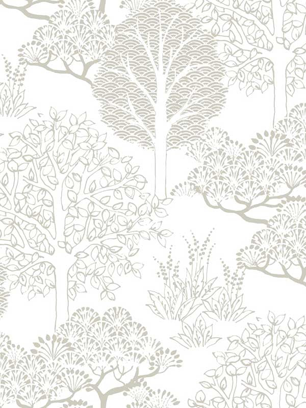 Kimono Trees fabric in metallic color - pattern number BW3851 - by York in the Black and White Resource Library collection
