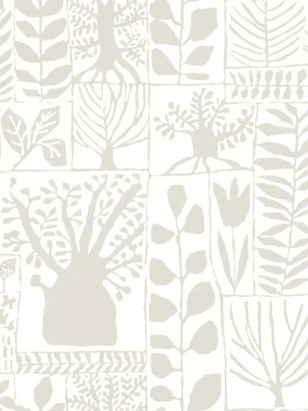 Primitive Trees fabric in white and cream color - pattern number BW3861 - by York in the Black and White Resource Library collection