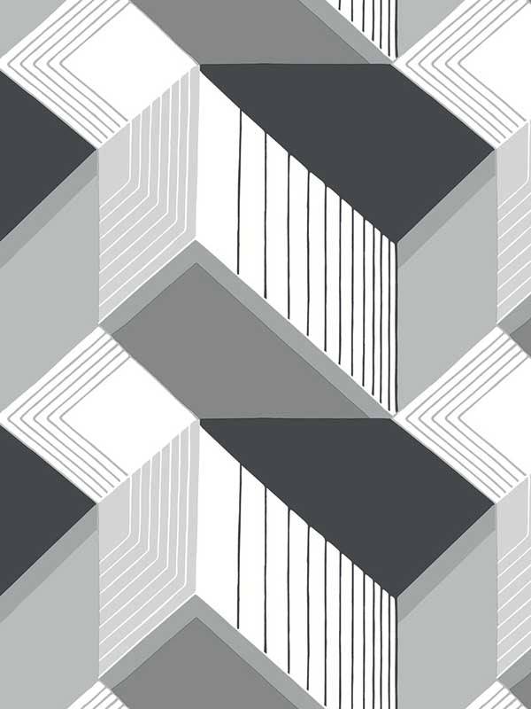 Graphic Geo fabric in black and white color - pattern number BW3882 - by York in the Black and White Resource Library collection