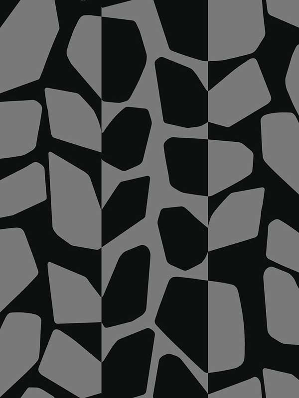 Primitive Vines fabric in black metallic color - pattern number BW3894 - by York in the Black and White Resource Library collection