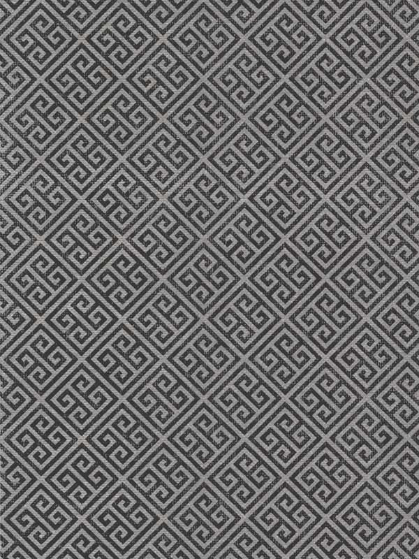 Grecian Geometric fabric in silver and black color - pattern number BW3993 - by York in the Black and White Resource Library collection