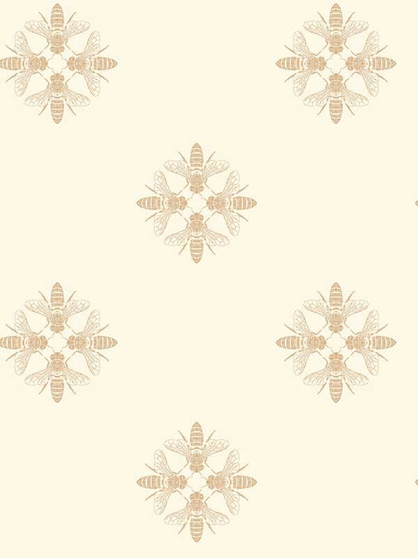 Honey Bee fabric in gold and cream color - pattern number ON1641 - by York in the Black and White Resource Library collection