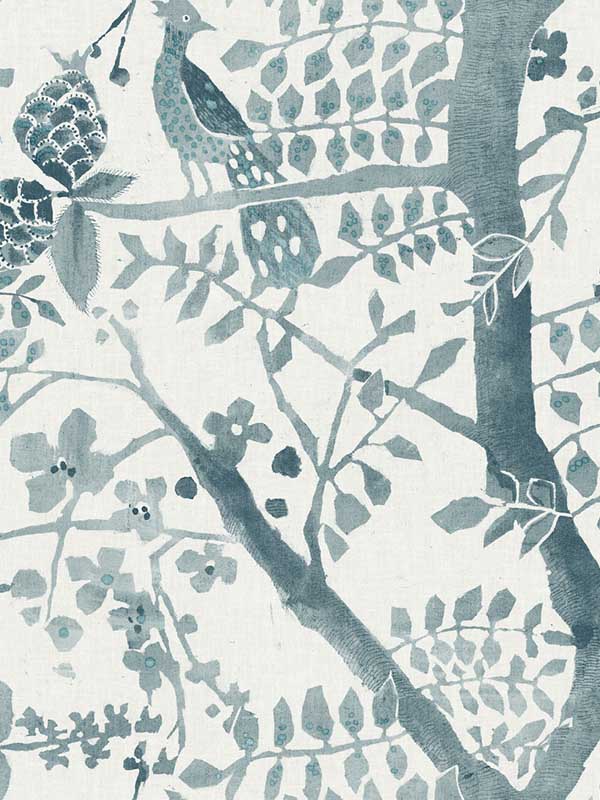 Peacock Block Print fabric in teal color - pattern number BO6632 - by Antonina Vella in the Boho Luxe collection