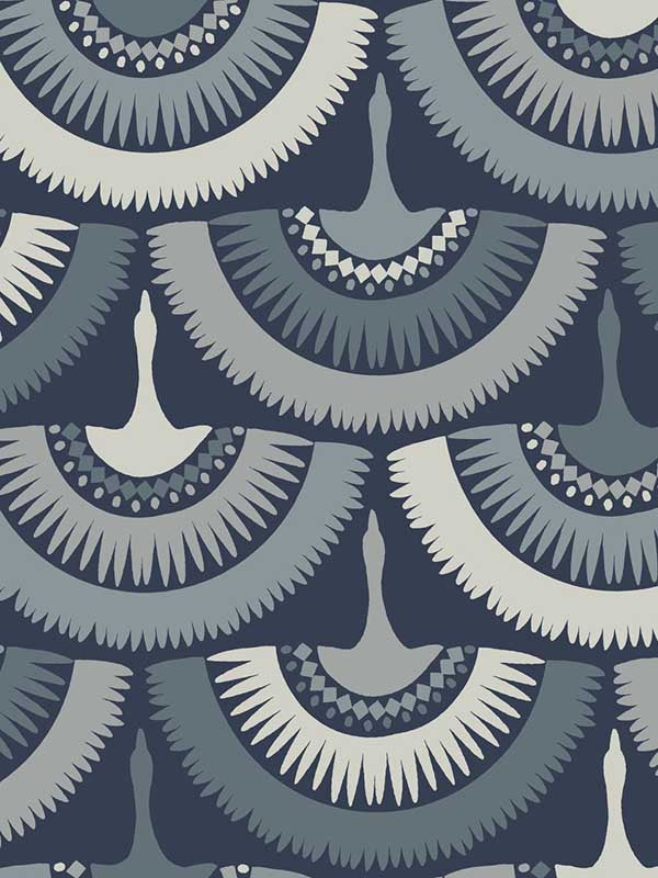 Feather and Fringe fabric in blue color - pattern number BO6642 - by Antonina Vella in the Boho Luxe collection