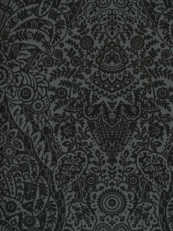 Maris Flocked Damask fabric in charcoal color - pattern number 2973-87365 - by A Street Prints in the Daylight collection