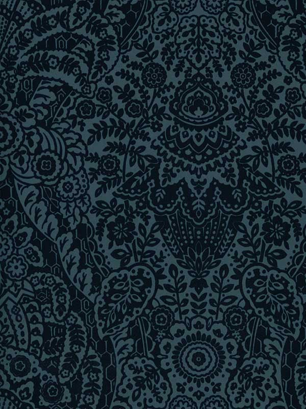 Maris Flocked Damask fabric in indigo color - pattern number 2973-87367 - by A Street Prints in the Daylight collection