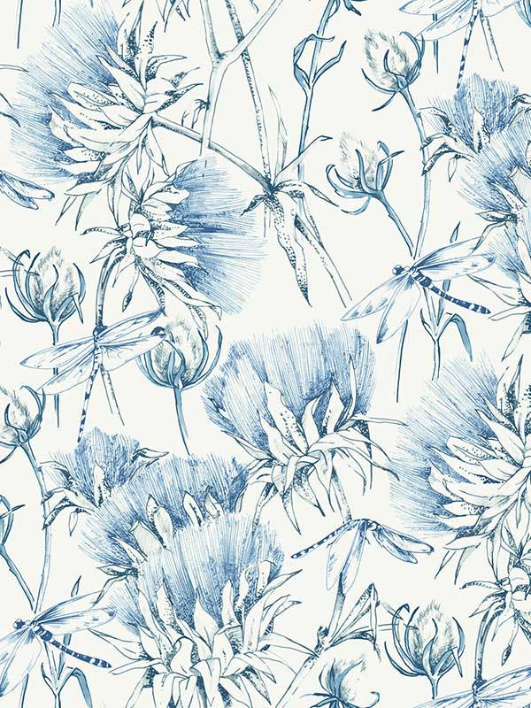 Mariell Dragonfly wallpaper in blue color - pattern number 2973-90403 - by A Street Prints in the Daylight collection