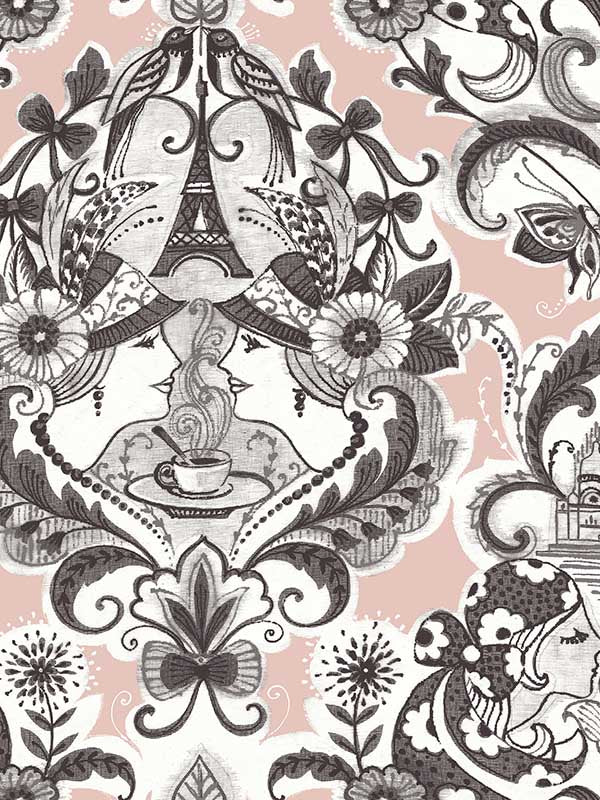 Sadie Parisian Damask fabric in blush color - pattern number 2973-90884 - by A Street Prints in the Daylight collection
