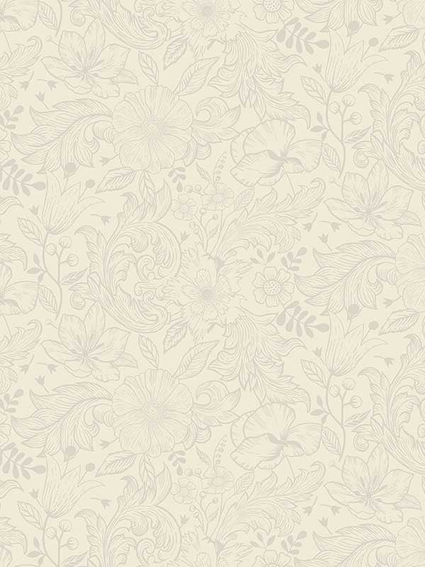 Wilma Floral Block Print fabric in white color - pattern number 2999-13125 - by A Street Prints in the Annelie collection