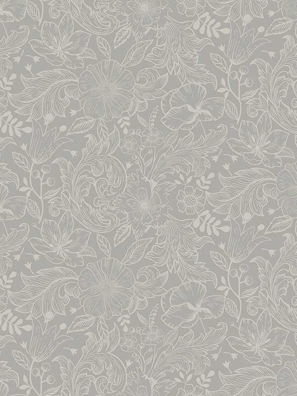 Wilma Floral Block Print fabric in grey color - pattern number 2999-13126 - by A Street Prints in the Annelie collection