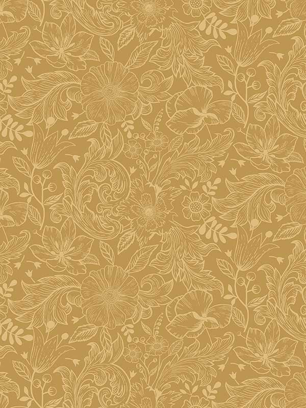 Wilma Floral Block Print fabric in yellow color - pattern number 2999-13127 - by A Street Prints in the Annelie collection