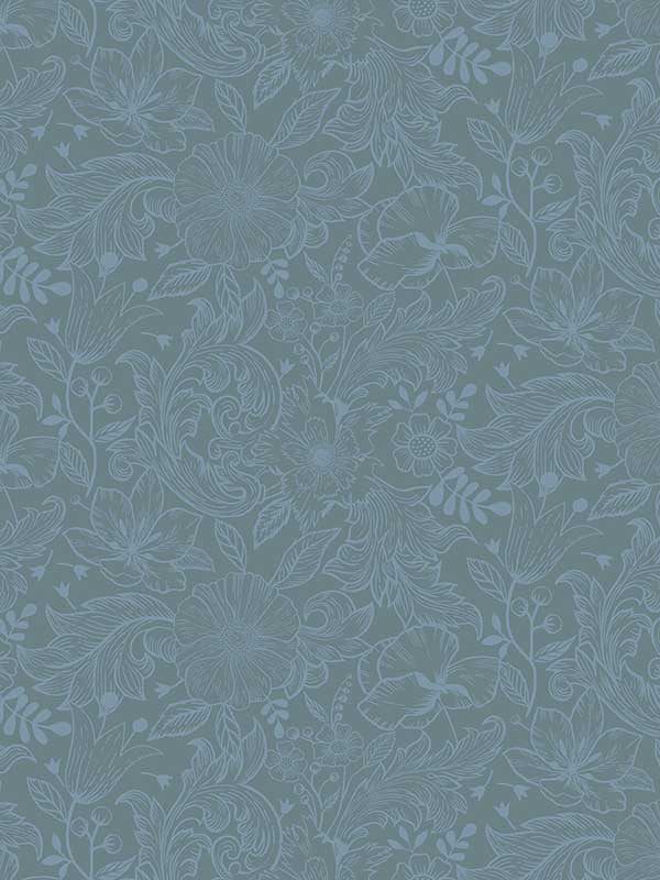 Wilma Floral Block Print fabric in blue color - pattern number 2999-13128 - by A Street Prints in the Annelie collection
