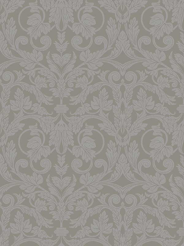 Rosali Scroll Damask fabric in grey color - pattern number 2999-14006 - by A Street Prints in the Annelie collection