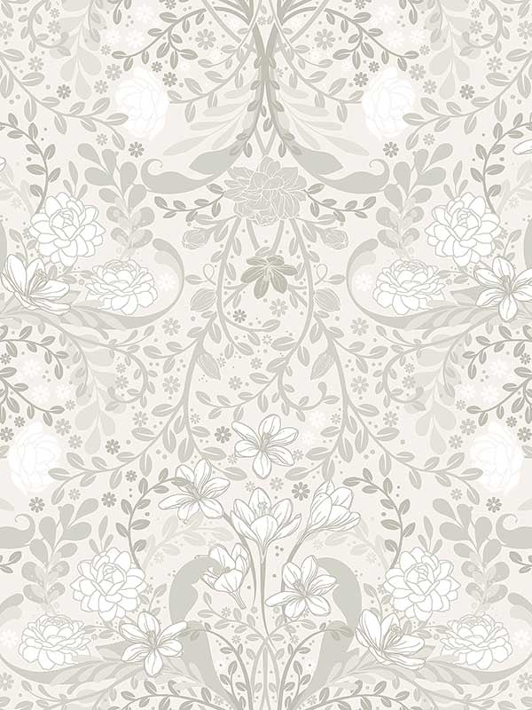 Froso Garden Damask fabric in light grey color - pattern number 2999-24107 - by A Street Prints in the Annelie collection