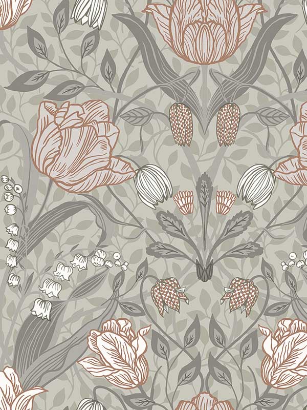 Filippa Tulip wallpaper in grey color - pattern number 2999-44105 - by A Street Prints in the Annelie collection