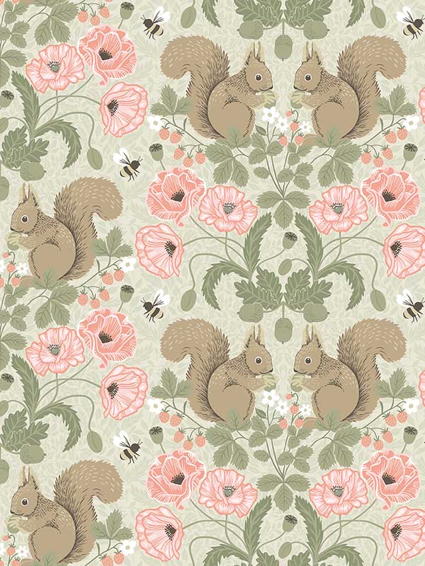 Kurre Woodland Damask fabric in pink color - pattern number 2999-44120 - by A Street Prints in the Annelie collection