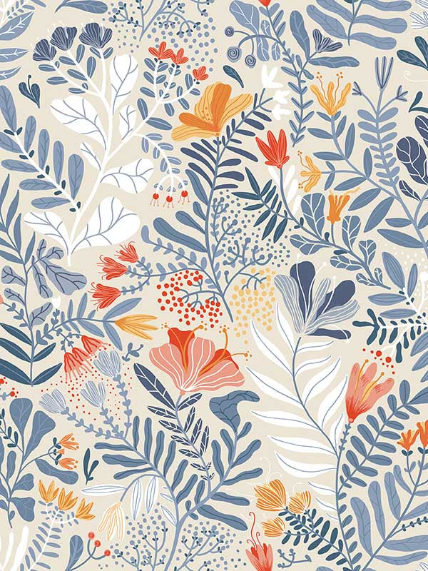 Brittsommar Woodland Floral wallpaper in light blue color - pattern number 2999-55013 - by A Street Prints in the Annelie collection