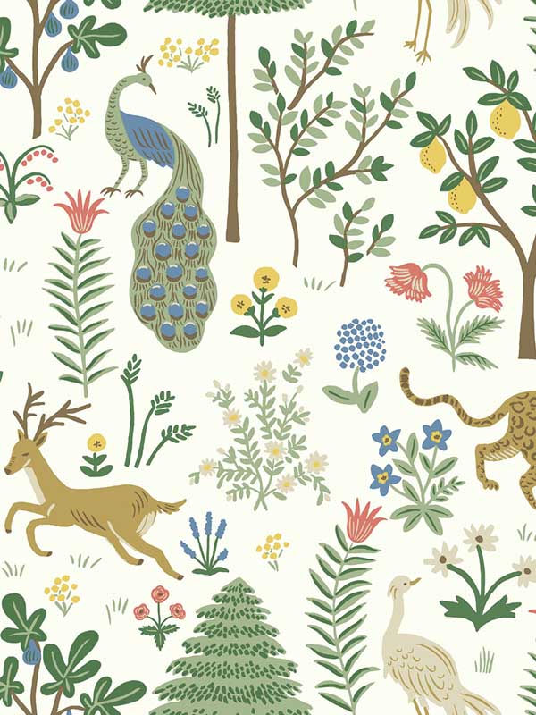Menagerie fabric in white and brown color - pattern number RP7305 - by Rifle Paper Co in the Rifle Paper Co Second Edition collection